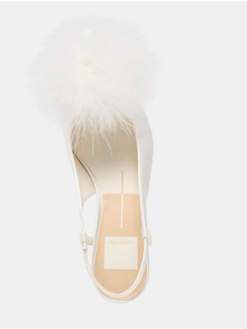 New! Dolce Vita White Feather Slingback Heels - Picture 7 of 11